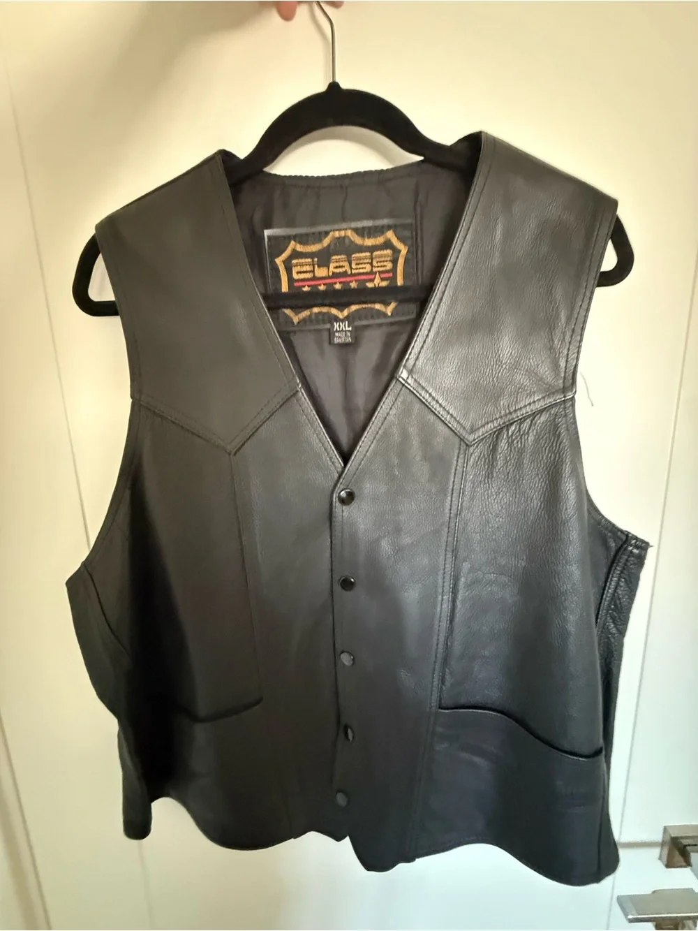 Motorcycle Leather Vest - Black